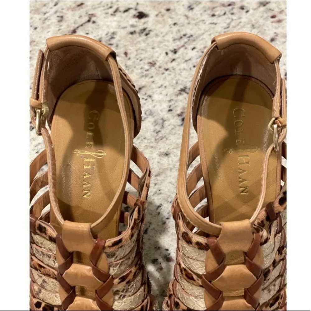 Cole Haan Air Minka Snakeskin and Cheetah Print Wedges